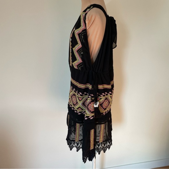RAMY BROOK Kendyl Geometric-Print Bead Embroiderer Mini Coverup Dress EUC Size S - Picture 6 of 12